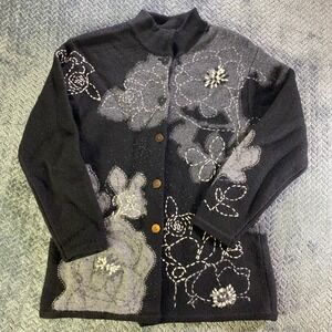 Susan Bristol Hand Embroidered Wool Button Front Jacket Size S